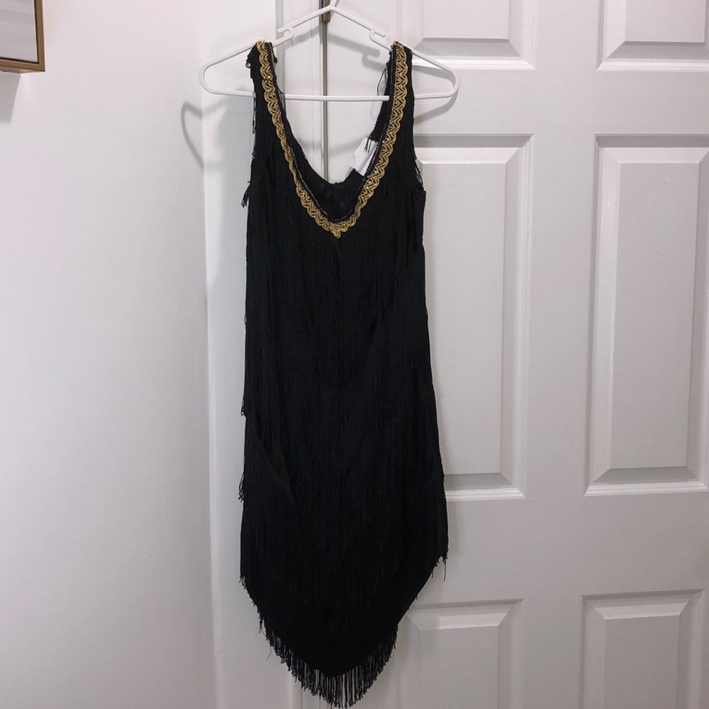 Black with gold v-neck dress